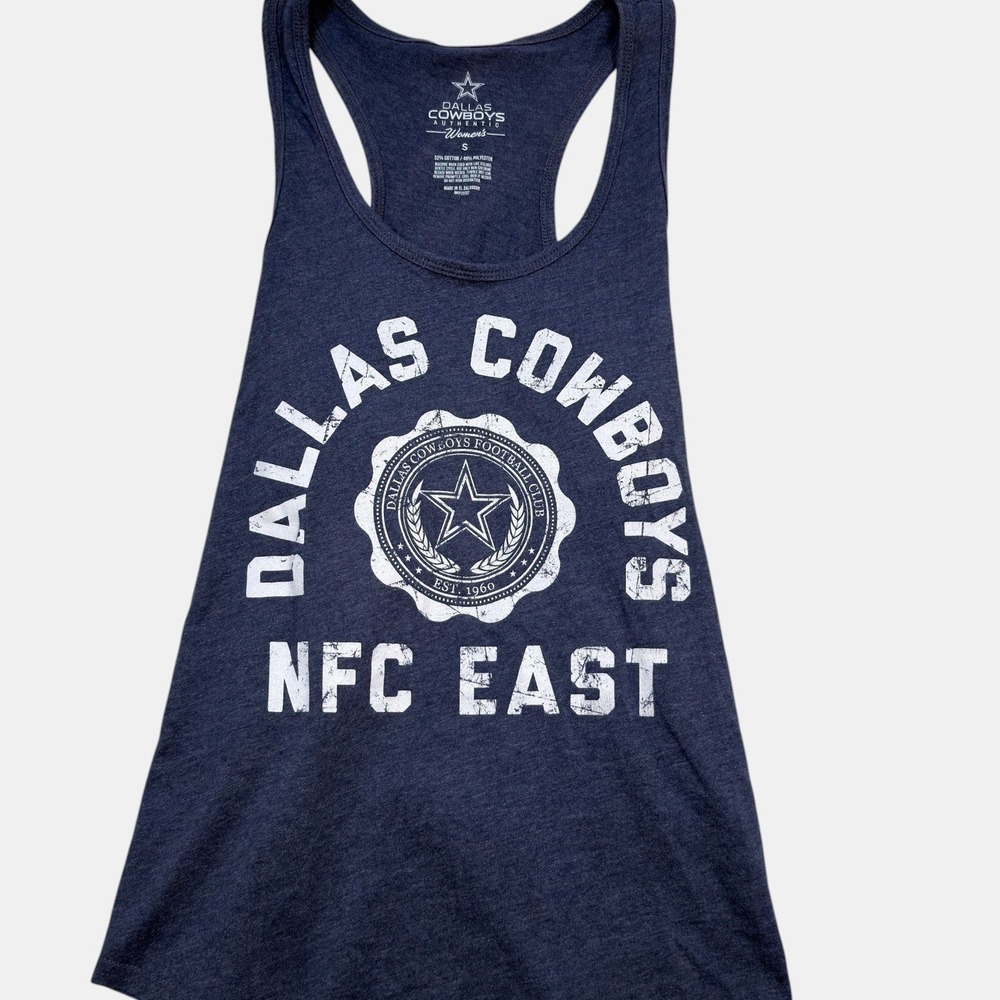 Dallas Cowboys Tank Top Small Womens NFC East Racerback Graphic Navy Blue